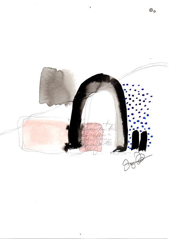 Ididit, kunst, abstrakt, unika, akvarel, blaek, blyant, skrift, tekst, sort, lyseroed, pink, blaa, 800px